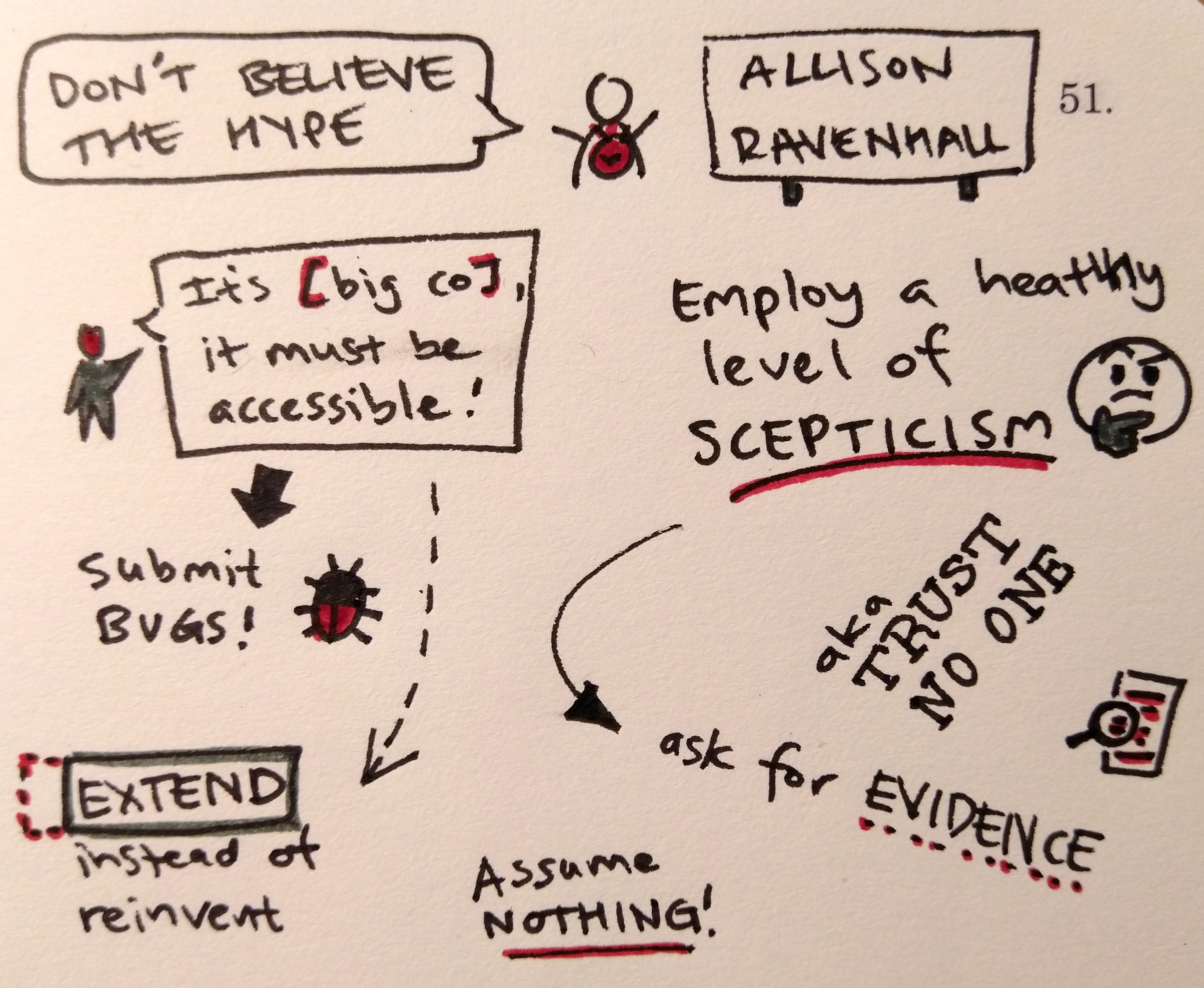 Sketchnotes for Allison Ravenhall - Don't believe the hype